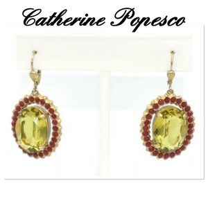 Catherine Popesco Gold Plated Oval Earrings